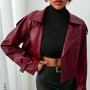 Women's Burgundy Leather Jacket